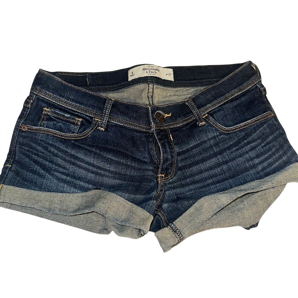 Abercrombie Fitch Shorts Low Rise Mini Women's Size 4 Dark Denim Y2K